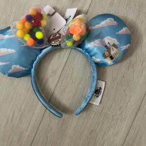 Disney Parks Blue UP Sky Hairband with Colorful Pom-Poms Mickey Ears